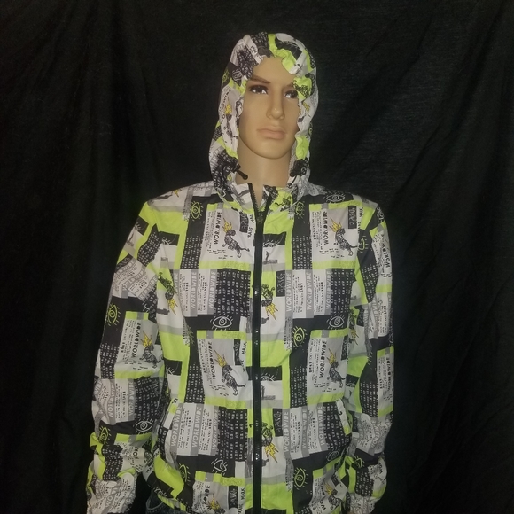 Forever 21 Mens Graphic Worldwide Windbreaker - Picture 2 of 10